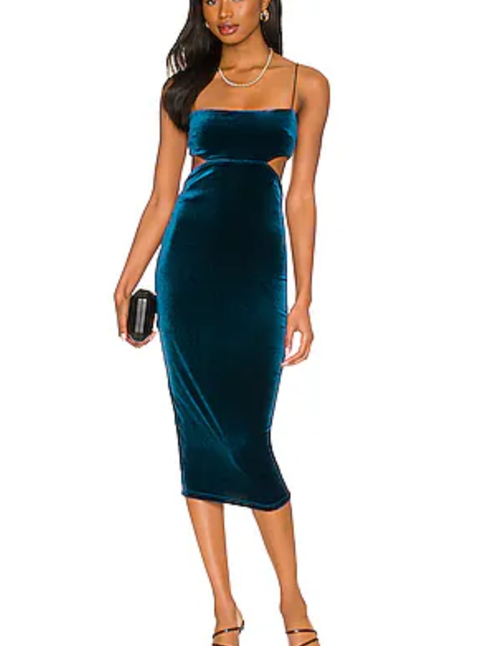 NWT Revolve Nookie Dejavu Cutout Velvet Midi Dress in Teal Size Small